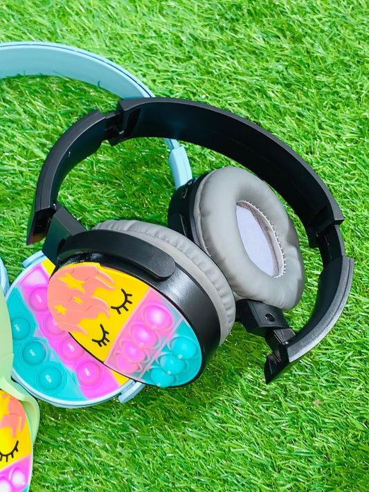 Cute Pop It Wireless Bluetooth Headphones – Foldable Headset with Memory Card Support & Wired/Wireless Modes