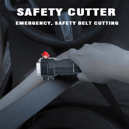 Multifunctional LED Rechargeable Torch – Powerful Flashlight with Emergency Hammer & Power Bank