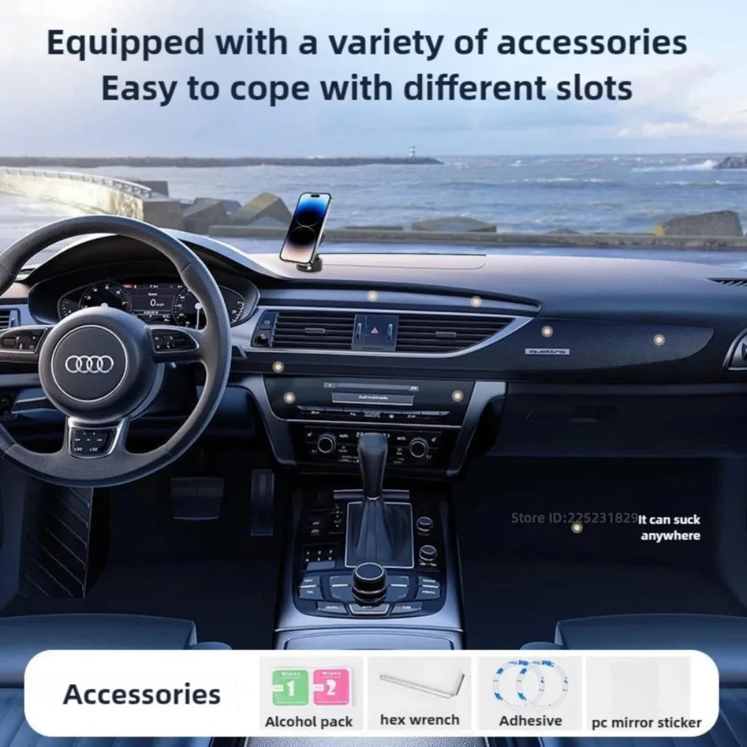 360° Rotating Magnetic Phone Holder – Foldable & Retractable Universal Phone Mount