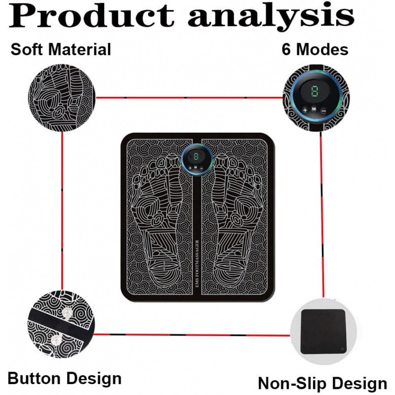 EMS Foot Massager Mat – USB Rechargeable Electric Acupuncture Pad for Blood Circulation