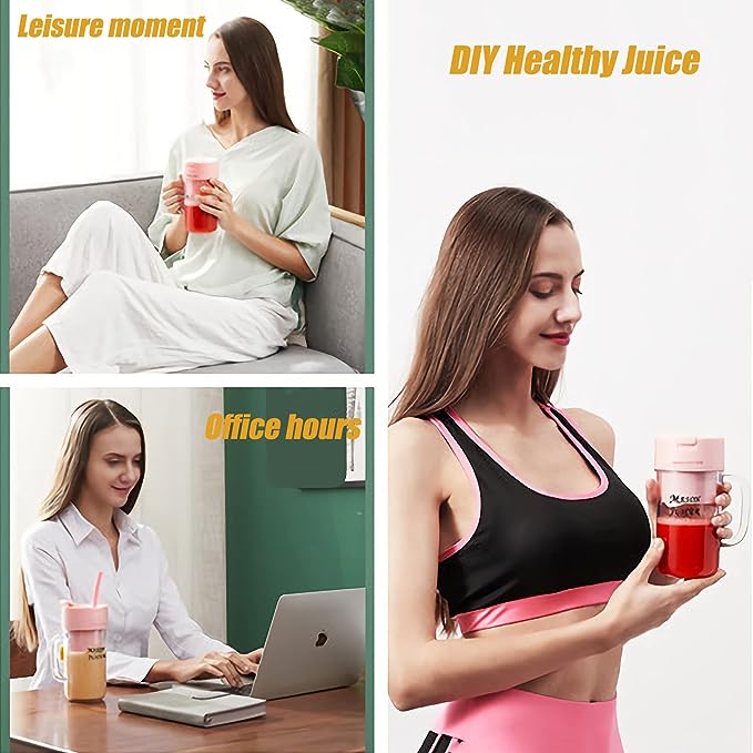 Portable Mini Juicer Blender – Cordless Rechargeable Juicing Cup with Straw for Home & Travel