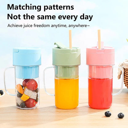 Portable Mini Juicer Blender – Cordless Rechargeable Juicing Cup with Straw for Home & Travel
