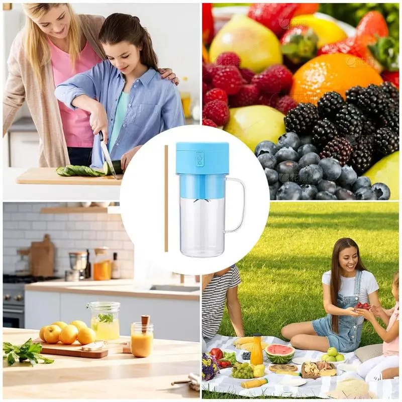 Portable Mini Juicer Blender – Cordless Rechargeable Juicing Cup with Straw for Home & Travel