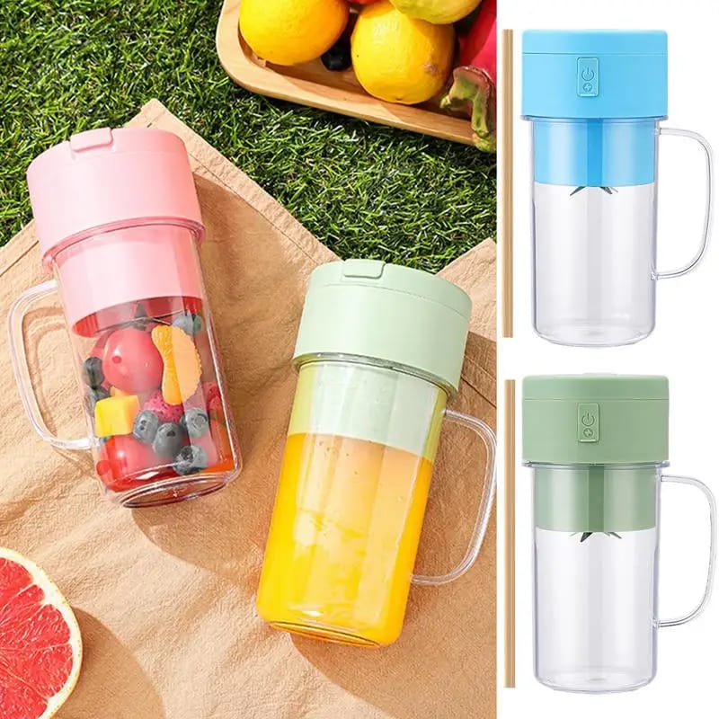 Portable Mini Juicer Blender – Cordless Rechargeable Juicing Cup with Straw for Home & Travel