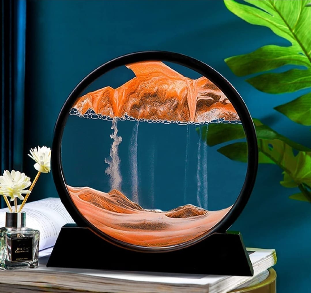 3D Moving Sand Art Lamp – Decorative Sandscape Frame with Stand for Table & Home Decor