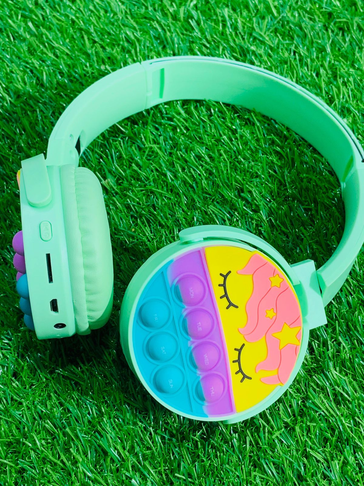 Cute Pop It Wireless Bluetooth Headphones – Foldable Headset with Memory Card Support & Wired/Wireless Modes