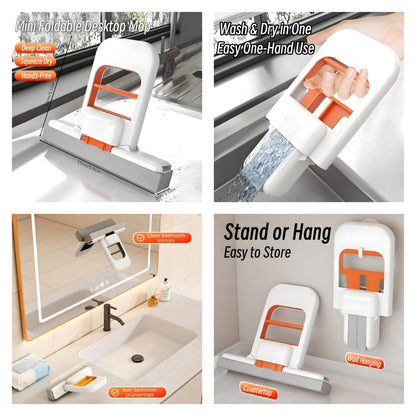 Foldable Mini Mop – Portable Self-Squeezing Wet & Dry Cleaning Mop for Desk, Table & Home