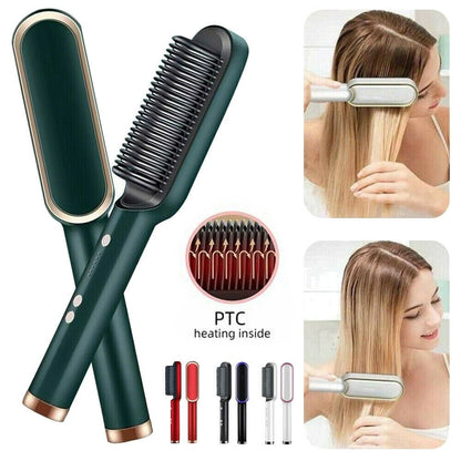 909 Hair Straightener Brush – 6-Mode Heated Straightening Comb for Smooth, Sleek Hair