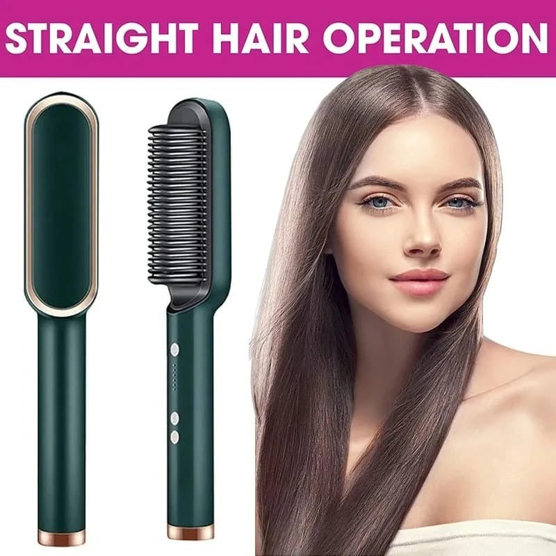 909 Hair Straightener Brush – 6-Mode Heated Straightening Comb for Smooth, Sleek Hair