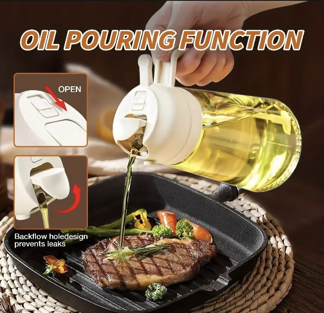 470ml 2-in-1 Oil Sprayer Bottle – Glass Olive Oil Dispenser for Easy & Controlled Pouring