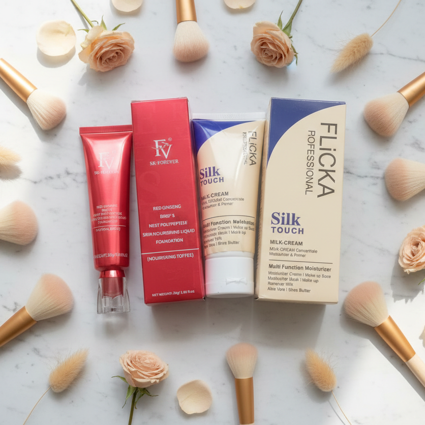 Flicka 2-in-1 Makeup Combo – Primer 60g & Foundation 30g Set for Smooth & Flawless Look