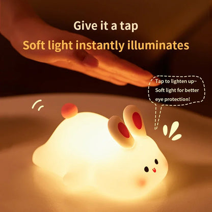 Cute Rabbit Silicone Night Light – Soft Touch LED Lamp for Kids & Cozy Home Decor