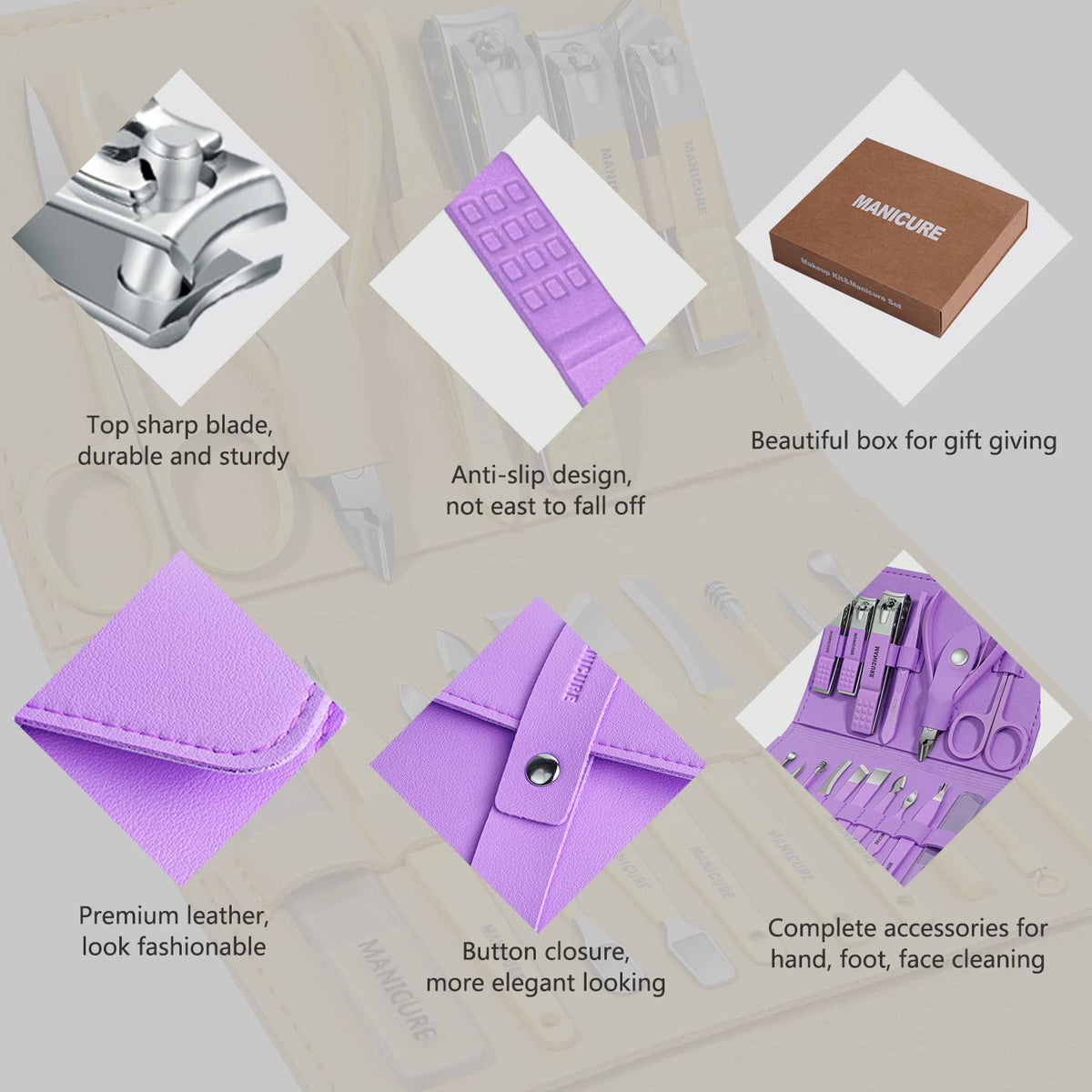 16-in-1 Nail Care Kit – Stainless Steel Manicure & Pedicure Set with Nail Clippers & Grooming Tools