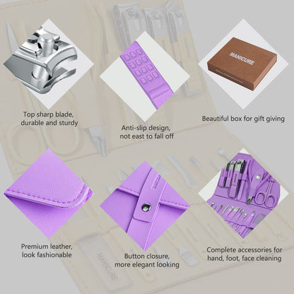 16-in-1 Nail Care Kit – Stainless Steel Manicure & Pedicure Set with Nail Clippers & Grooming Tools