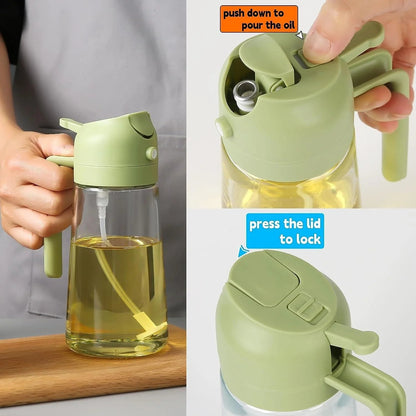 470ml 2-in-1 Oil Sprayer Bottle – Glass Olive Oil Dispenser for Easy & Controlled Pouring
