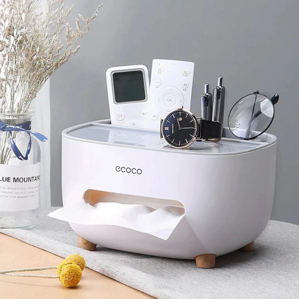 Multifunctional Tissue Box with Storage Drawer – Desk Organizer for Kitchen, Living Room & Office