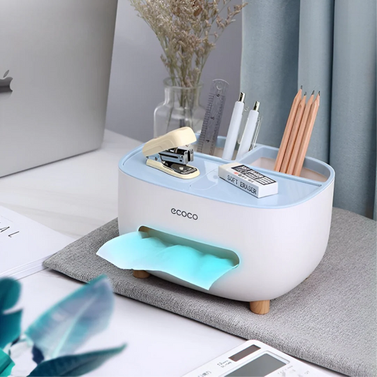 Multifunctional Tissue Box with Storage Drawer – Desk Organizer for Kitchen, Living Room & Office