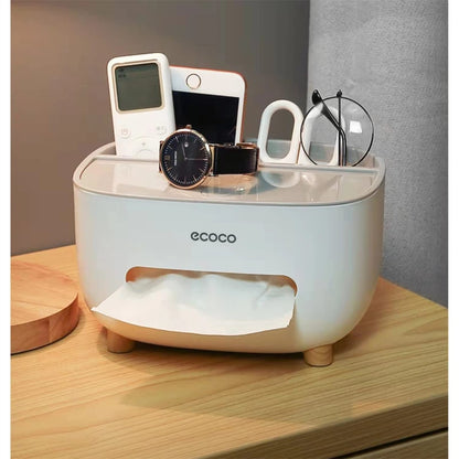 Multifunctional Tissue Box with Storage Drawer – Desk Organizer for Kitchen, Living Room & Office