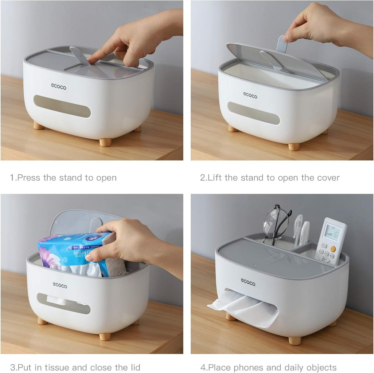 Multifunctional Tissue Box with Storage Drawer – Desk Organizer for Kitchen, Living Room & Office