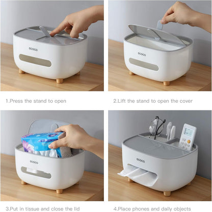Multifunctional Tissue Box with Storage Drawer – Desk Organizer for Kitchen, Living Room & Office