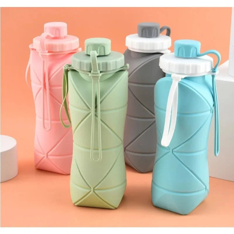 600ml Foldable Silicone Water Bottle – Collapsible & Portable Travel Bottle