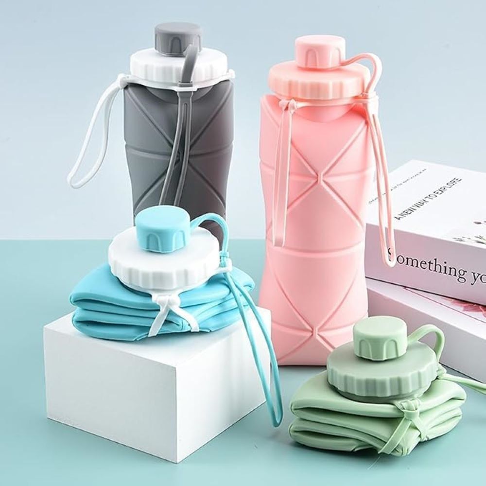 600ml Foldable Silicone Water Bottle – Collapsible & Portable Travel Bottle