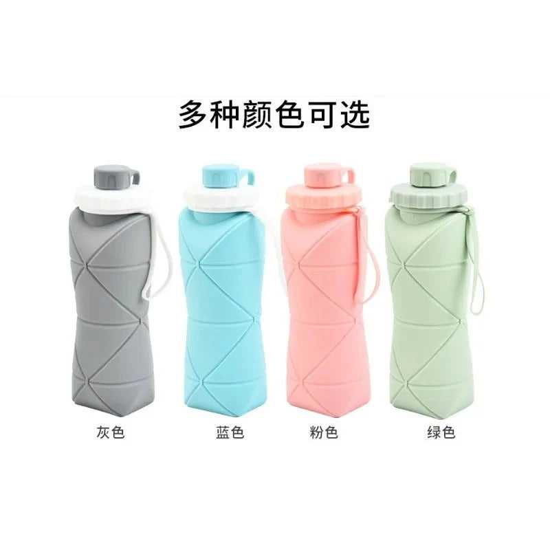 600ml Foldable Silicone Water Bottle – Collapsible & Portable Travel Bottle
