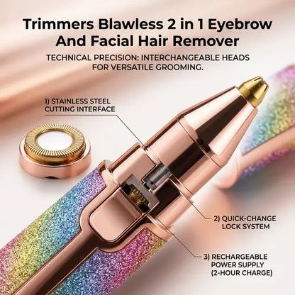 2-in-1 Rechargeable Eyebrow Trimmer & Facial Shaver – Precise Hair Removal Tool