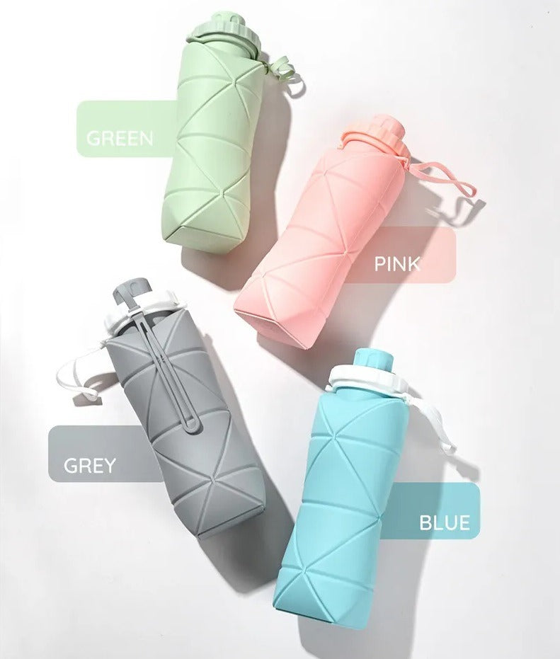600ml Foldable Silicone Water Bottle – Collapsible & Portable Travel Bottle