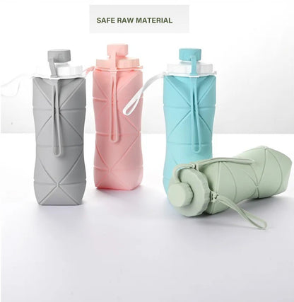 600ml Foldable Silicone Water Bottle – Collapsible & Portable Travel Bottle