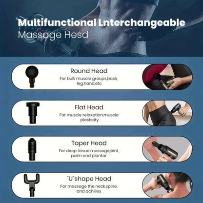 5-in-1 Deep Tissue Massage Gun – 6-Speed Full Body Muscle Massager with 4 Massage Heads