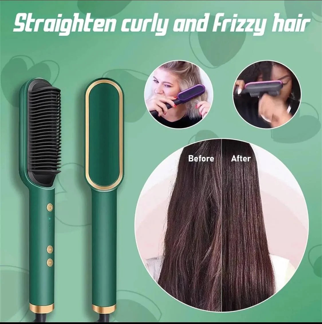 909 Hair Straightener Brush – 6-Mode Heated Straightening Comb for Smooth, Sleek Hair